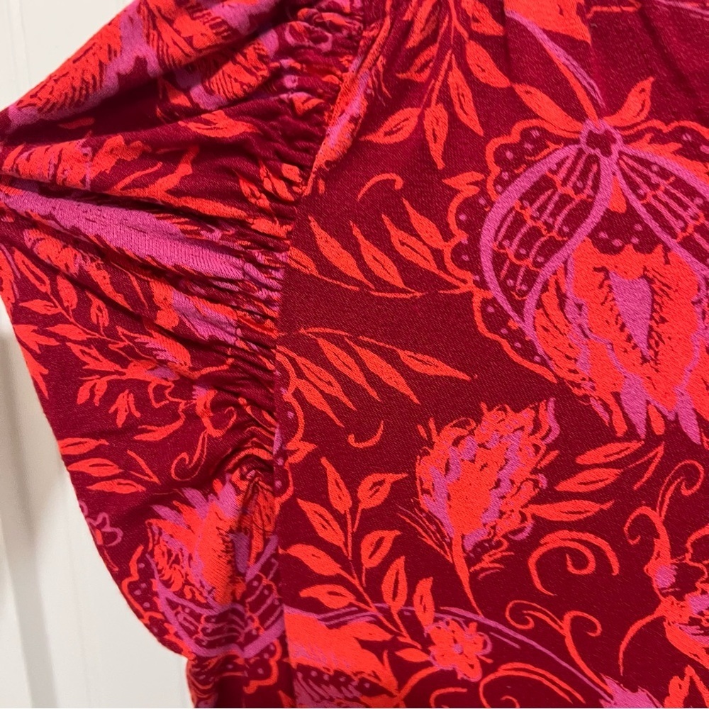 Free People Red and Pink Floral Blouse - Picture 3 of 9